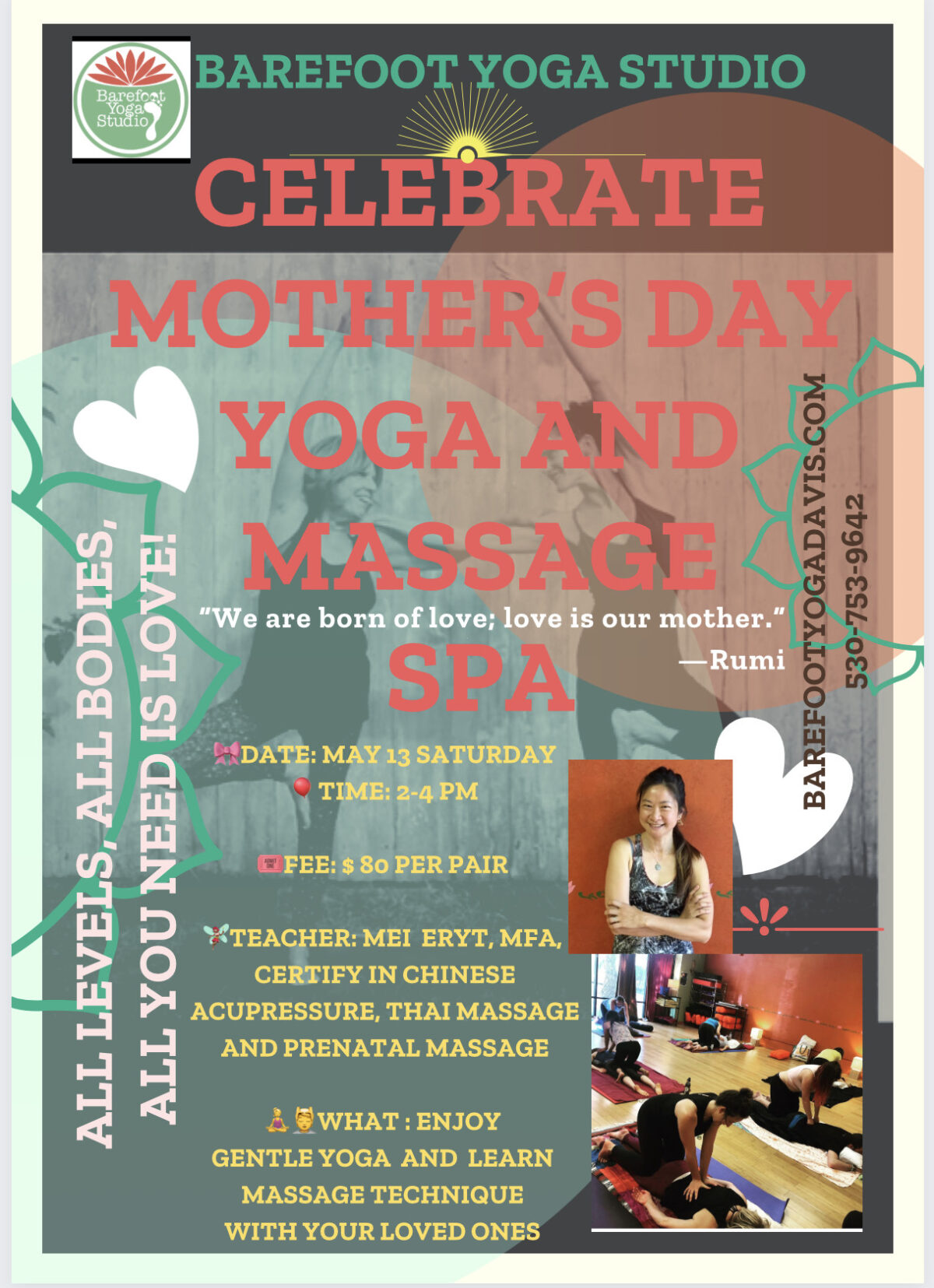 Celebrate Mother's Day Yoga & Massage SPA Barefoot Yoga Studio