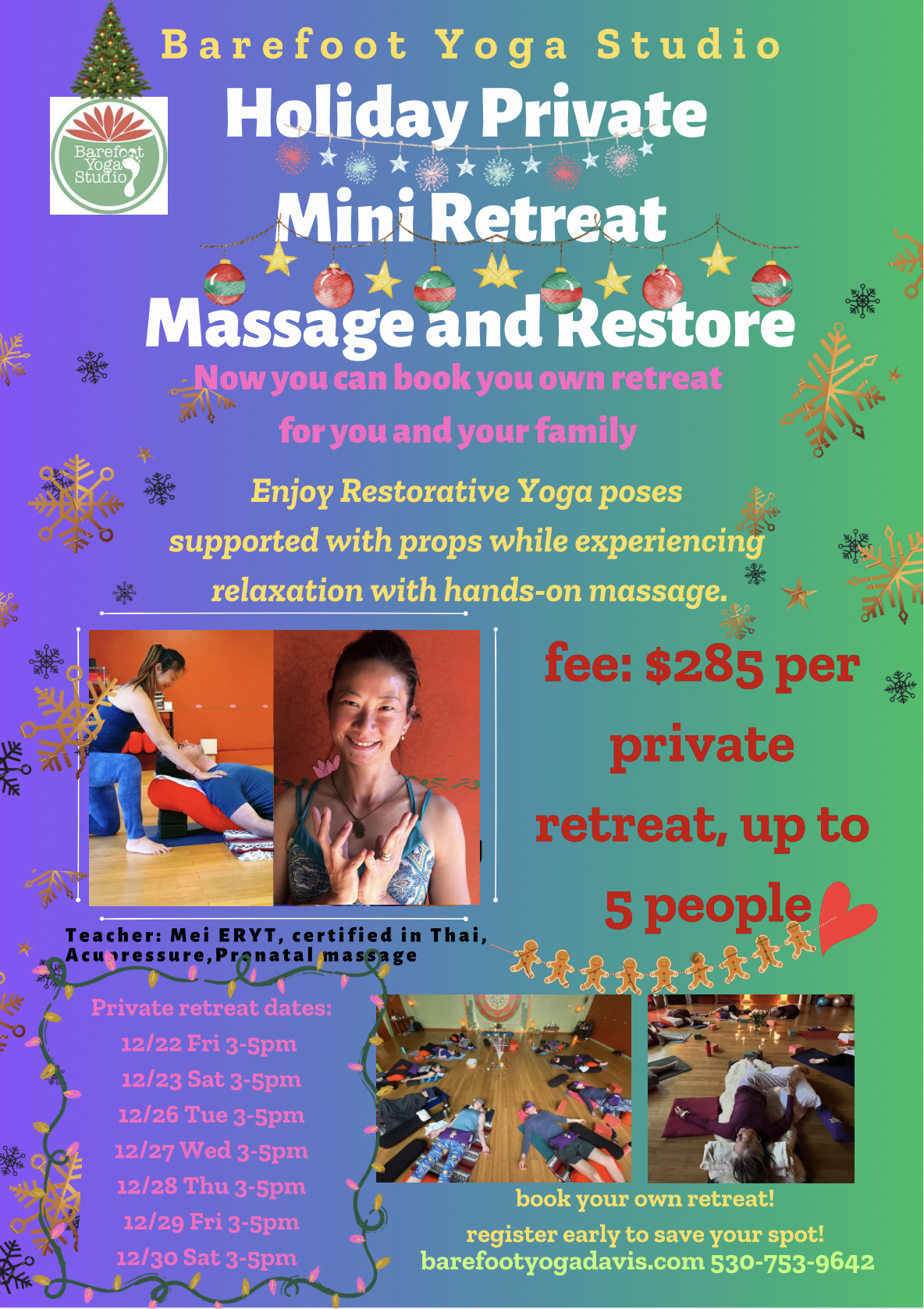 Holiday Private Mini-Retreat to Restore and Relax!